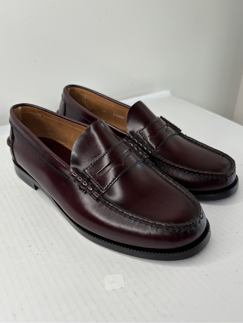 Florsheim Penny Loafers Mens Sz 9 Burgundy Leather Pinch Round Toe Slip On Shoes - Picture 3 of 13